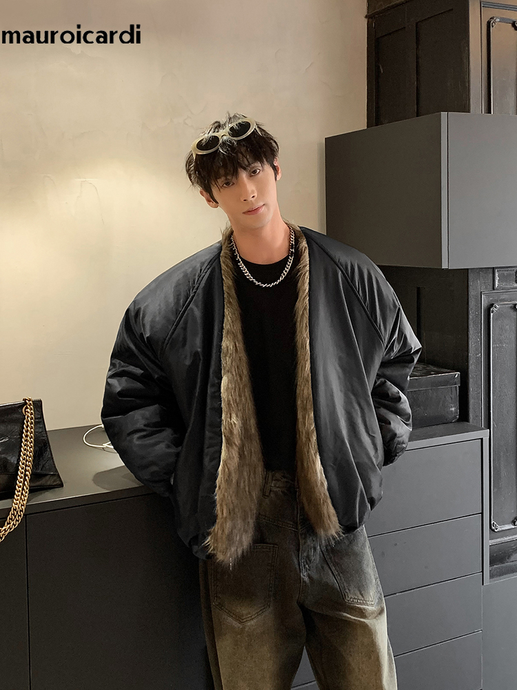 Quality Winter Clothing - Mauroicardi-Parka Reversible de piel sintética para