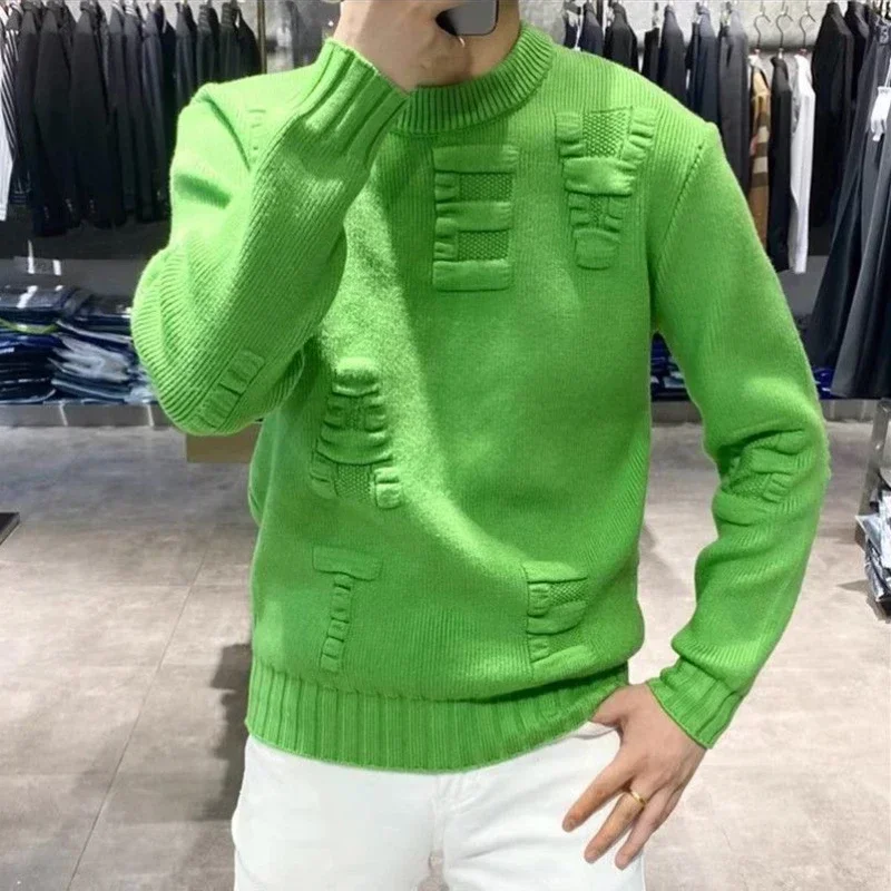 Suéter de punto verde para hom - Winter Clothing Korean reseña y precio