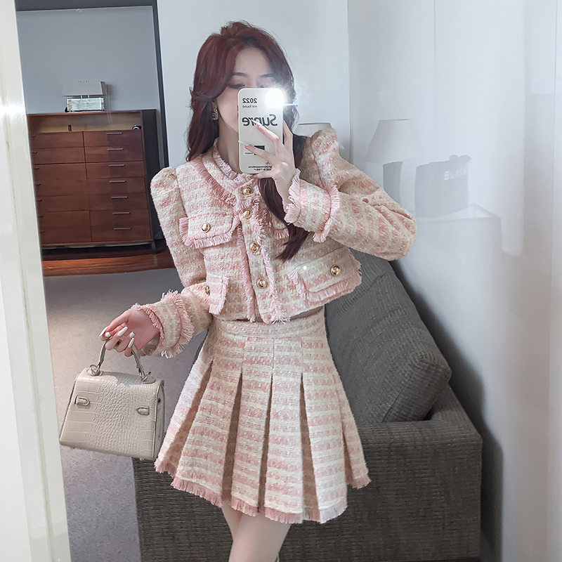 Conjunto de chaqueta y falda a - Winter Clothing Korean reseña y precio