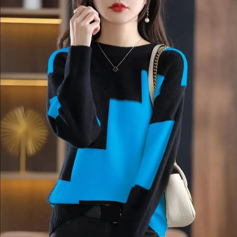 Suéter de punto empalmado con  - Winter Clothing Korean reseña y precio