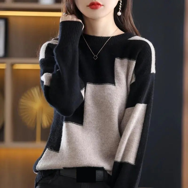 Suéter de punto empalmado con  - Winter Clothing Korean reseña y precio